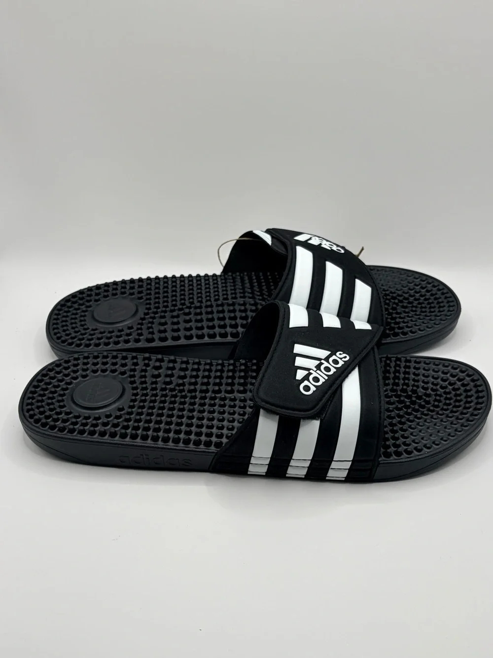 adidas Black and White Strap Slide Sandals